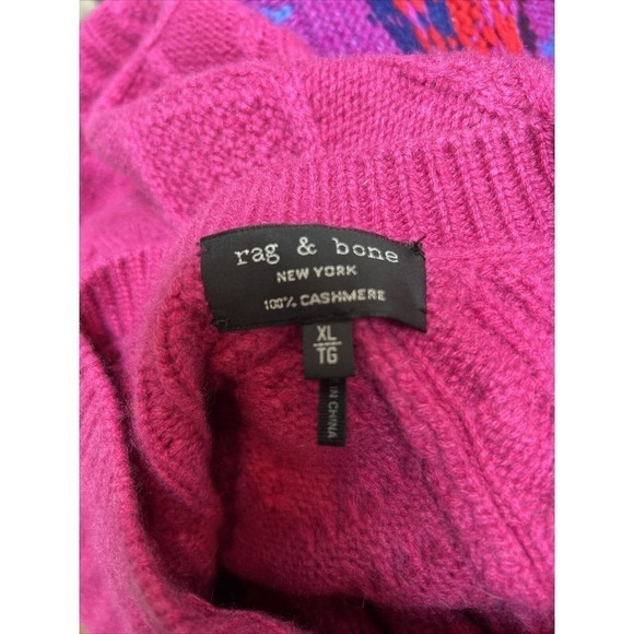 Rag & Bone 100% Cashmere Pierce Cable-Knit Sweater Magenta Pink Size XL - Picture 4 of 4